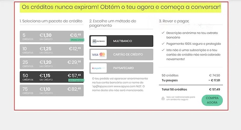 Preço / Custos e Métodos de Pagamento